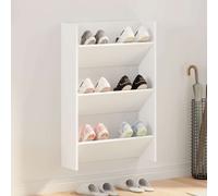 vidaXL Zapatero de pared colgante - Armario organizador contrachapado blanco 60x18x90 cm