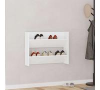 vidaXL Zapatero de pared madera contrachapada blanco 80x18x60 cm