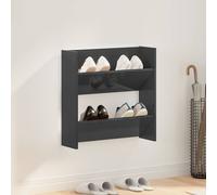 vidaXL Zapatero de pared madera contrachapada gris brillo 60x18x60 cm