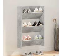 vidaXL Zapatero de pared madera contrachapada gris hormigón 60x18x90cm