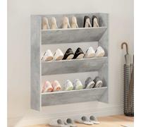 vidaXL Zapatero de pared madera contrachapada gris hormigón 80x18x90cm