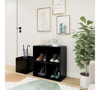 vidaXL Zapatero de recibidor contrachapado negro brillo 105x35,5x70 cm