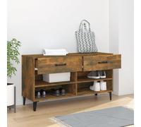 vidaXL Zapatero de roble ahumado, 102x35x55 cm, material de madera - Zapatero - Armarios para zapatos - Almacenamiento de zapatos - Organizador de zapatos