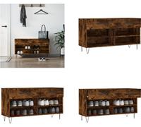 vidaXL - Zapatero de roble ahumado, 102x35x55 cm, material de madera, zapatero, bancos para zapatos, banco con espacio de almacenamiento, estante para zapatos