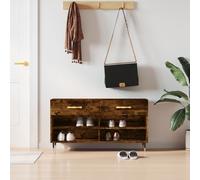 vidaXL - Zapatero de roble ahumado, 102x35x55 cm, material de madera, zapatero, bancos para zapatos, banco con espacio de almacenamiento, estante para zapatos