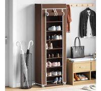 vidaXL Zapatero de tela con cubierta marrón 57x29x162 cm