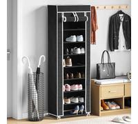 vidaXL Zapatero de tela con cubierta negro 57x29x162 cm