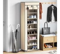 vidaXL Zapatero de tela con funda color crema 57x29x162 cm