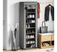 vidaXL Zapatero de tela con funda gris 57x29x162 cm