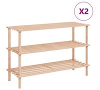vidaXL Zapatero Estanterías de Zapatos (2 unidades) Madera Maciza de Abeto Dimensiones 74x26x48.5 cm (3 estantes), 74x26x67.5 cm (4 estantes)