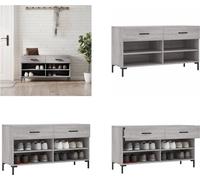 vidaXL Zapatero gris Sonoma de 102x35x55 cm, fabricado en material de madera - Zapatero - Bancos para zapatos - Banco con espacio de almacenamiento - Estantería para zapatos