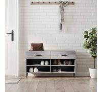 vidaXL Zapatero gris Sonoma de 102x35x55 cm, fabricado en material de madera - Zapatero - Bancos para zapatos - Banco con espacio de almacenamiento - Estantería para zapatos