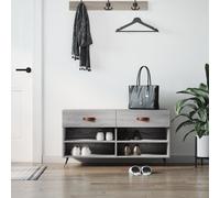 vidaXL Zapatero gris Sonoma de 102x35x55 cm, fabricado en material de madera - Zapatero - Bancos para zapatos - Banco con espacio de almacenamiento - Estantería para zapatos