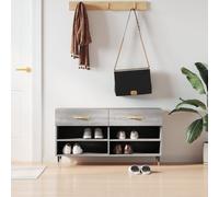 vidaXL Zapatero gris Sonoma de 102x35x55 cm, fabricado en material de madera - Zapatero - Bancos para zapatos - Banco con espacio de almacenamiento - Estantería para zapatos