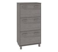 vidaXL Zapatero HAMAR madera maciza pino gris claro 59,5x35x117 cm
