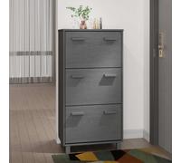 vidaXL Zapatero HAMAR madera maciza pino 59,5x35x117 cm Colores: Blanco / Gris claro / Gris oscuro