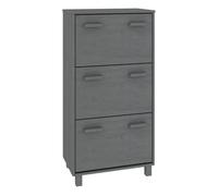 vidaXL Zapatero HAMAR madera maciza pino 59,5x35x117 cm Colores: Blanco / Gris claro / Gris oscuro