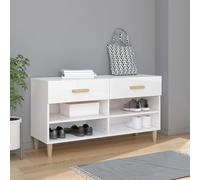 vidaXL Zapatero madera contrachapada blanco brillo 102x35x55 cm