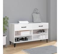 vidaXL Zapatero madera contrachapada blanco brillo 102x35x55 cm