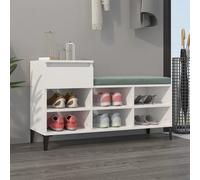 vidaXL Zapatero madera contrachapada blanco brillo 102x36x60 cm