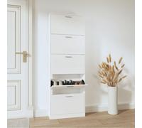 vidaXL Zapatero madera contrachapada blanco brillo 59x17x169 cm