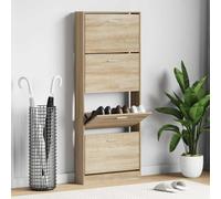 vidaXL Zapatero madera contrachapada color roble 59x17x150 cm