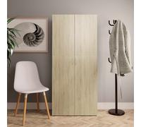 vidaXL Mueble zapatero Contrachapada brillante 80x35,5x180 cm – Gris sonoma, Roble ahumado, Marrón roble