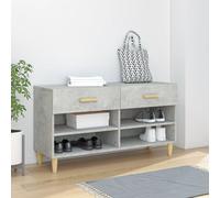 vidaXL Zapatero madera contrachapada gris hormigón 102x35x55 cm