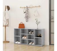vidaXL Banco Zapatero Estante de Zapatos Armario Organizador Celosía Pasillo Entrada Vestíbulo Almacenaje de Contrachapada Gris Hormigón 103x30x55cm