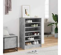 vidaXL Zapatero madera contrachapada gris hormigón 60x35x92 cm