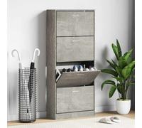 vidaXL Zapatero madera contrachapada gris hormigón 63x24x147 cm