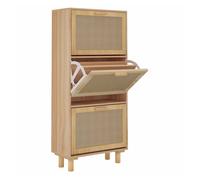 vidaXL Zapatero de madera contrachapada marrón con ratán natural 52x25x115 cm