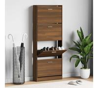 vidaXL Zapatero madera contrachapada marrón roble 59x17x150 cm