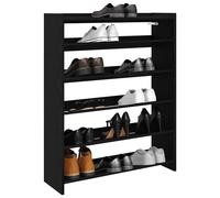 vidaXL Zapatero madera contrachapada negro 80x25x100 cm