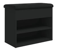 vidaXL Banco Zapatero, Asiento con Almacenaje, Mueble para Zapatos Juguetes Calzado, Banco para Salón Pasillo, Madera de Ingeniería Negro