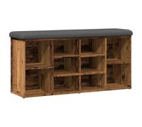 vidaXL Banco zapatero de madera de ingeniería Madera Vieja 102x32x50 cm