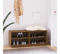 vidaXL Zapatero madera maciza de pino marrón miel 110x34x45 cm