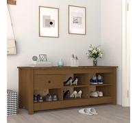 vidaXL Zapatero madera maciza pino marrón miel 110x38x45,5cm