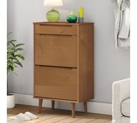 vidaXL Zapatero MOLDE madera maciza de pino marrón 59,5x35x103 cm