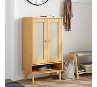 vidaXL Zapatero SENJA aspecto ratán madera maciza marrón 59,5x35x107cm