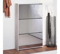 vidaXL Mueble Zapatero con 3 Cajones Desplegables Espejo Roble 63x17x102,5cm Color Roble, Blanco, Negro