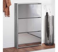 vidaXL Mueble Zapatero con Espejo 3 Niveles Armario Zapatos Cajones Estantería Almacenamiento Recibidor Entrada Sala de Estar Gris Sonoma