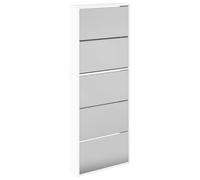 vidaXL Zapatero y espejo 5 niveles blanco brillo 63x17x169,5 cm