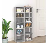 vidaXL Zapateros 2 uds madera contrachapada gris Sonoma 27,5x27x102 cm