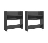 vidaXL 2x Zapatero de Pared Contrachapada 60x18x60 cm Colgante Color gris brillante, negro brillante, Blanco y roble sonoma