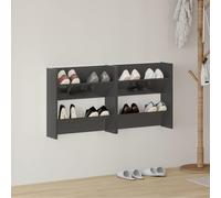 vidaXL 2x Zapatero de Pared Contrachapada 60x18x60 cm Colgante Color gris brillante, negro brillante, Blanco y roble sonoma