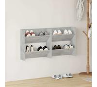 vidaXL Zapateros de pared 2 uds contrachapada gris hormigón 60x18x60cm