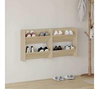 vidaXL Zapateros de pared 2 uds contrachapada roble Sonoma 60x18x60 cm