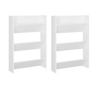 Vidaxl zapateros de pared 2 uds madera contrachapada blanco 60x18x90cm