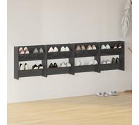 vidaXL Zapateros de pared 4 uds contrachapada gris brillo 60x18x60 cm